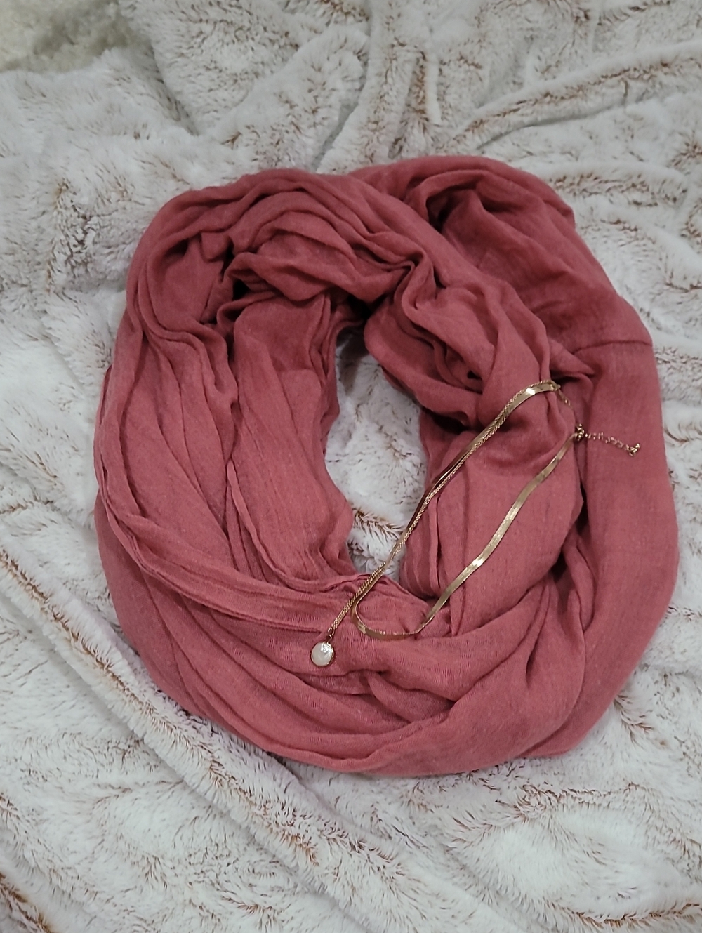 Lightweight Rose Dust Infinity Scarf